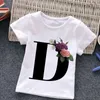 T-shirty Unisex Summer Nowy koszulka moda alfabet dziewcząt T-shirt harajuku retro chłopcy T-shirt Kwiat Element Piękny okrągły szyję Childrens T-shirtl240502