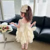 Flickans klänningar Baby Girl Princess Sling Dress For Children ärmlös Summer Fashion Baby Cake Verstedo Butterfly Frog Baby Clothing 2-6Y WX