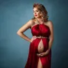 Mutterschaft Requisiten sexy Göttin elegante Metallkettenkontrast Design Fotoshooting Fotografie Kleid für Frauen