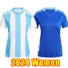 Women Argentina Soccer Jerseys 2024 2025 Fani Wersja Messis Mac Allister Dybala di Maria Martinez de Paul Maradona Kit Football Shirt Girl S-2xl