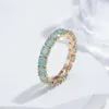 Wedding Rings Kinel New Emerald Round Cut Zircon Ring for Women Luxury 585 Rose Gold Promise Band Jewelry Valentines Day Gifts Q240514