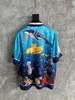 Последняя летняя мужская рубашка мода морская печать животных при печати по размеру повседневная шелковая рубашка высокая марка
