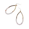 Dangle Earrings BOROSA Golden Plated Elegant Natural Gems Stone Drop Earring For Women Fashion Jades Beads Hoop Jewelry