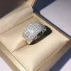 Les pierres de diamant argent pour hommes sonnent des bagues de fiançailles de mariage de haute qualité pour les femmes