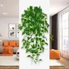 Dekorativa blommor 1 st konstgjorda gröna murgröna väggar hängande växter inomhus utomhusbröllop falska blad vinrankor heminredning