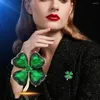 Broscher tur med fyrbladklöver brosch fransk retro smaragd corsage fasta kläder anti-utmärkta stift spänne för kvinnor bröllopsklänning smycken