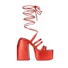 Новый стиль 2024 Lady Suede Ladies кожаные кожаные сандалии высокого каблука сплошной перекрестной платформы Peep-Toe Weddi Party Shoes incle rafs Размер 34-44 Serpentine 15a6