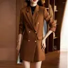 Damespakken Medium Long Suit Jack 2024 Spring en herfst hoogwaardige Double-Breasted Slim Ladies Casual Blazer Trench Coat