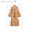 معطف الخندق في منتصف الطول للسيدات Maxmaras Wool Blend Coat Italian Brand Women Luxury Coat Whight Qualit