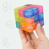 Decompressiespeelgoed 1 Set 3D ldren Toys magnetische kubusdruk vermindert gedraaide tetris bouwstenen transparante kindergeschenken H240516