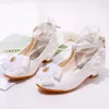 Prinsessen School Fashion Kids Flower Crystal Girls for Party and Wedding Children'S Leather Shoes Dance High-Heeled L2405 L2405