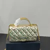 Real Leather Metal Handle Women Luxurys Designers Väskor axelväska Handväskor Messenger Chain Bag Koppling Flap Crossbody Wallet Lady Clutch Fortune Bag 20m
