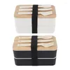 Boîte à lunch à contenant japonais Boîtes de compartiment à double couche