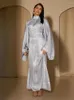 Vêtements ethniques mode Satin Abaya Dubai Luxury 2024 Muslim Kaftan Dress Abayas pour femmes Kebaya Caftan Marocain Robe Femme Musulmane