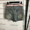 Flickor Pink Jean Shorts Fashion Letters Brodery Pants Trendy midjebältesdesigner Shorts Beach Casual Short Pants