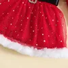 Mädchenkleider Prowow 0-5y Winter Mädchen Weihnachten für Kinder geschwollene Ärmel rotes Samt Star Plüsch Prinzessin Kleid Kinder Jahr Kostüm