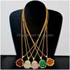 Pendant Necklaces Exquisite Shining Natural Stone Maitreya Buddha Statue Necklace Womens Buddhist Lucky Amet Wealth Jewelry Gift Drop Ot4Vw