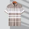 Polo's High End Summer Smart Casual Polo-shirt voor heren Korte met korte mouwen gestreepte reversknop Losse mode veelzijdige T-shirt Top 2024