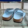 2024 Summer Beach Loafer Slipper Suede Cowhide Leather Buckle Slide Flip Flops