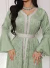 Etniska kläder Indien Turkiet Muslim Abaya klär kvinnor Elegant Diamond Wedding Evening Party Dress Lace Belt Abaya Marocko Caftan Robe T240515