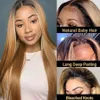 1B27 Straight Hair Lace Front Human Hair Wigs with Baby Hair Preplucked Ombre Honey Blonde Brazilian Remy Lace Front Wig