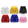 Jupes Kids Girls Sparkly Selled Tiered tutu jupe Dancewear Latin Jazz Hip Hop Belly Modern Dancing Stage Performance Costumel240502