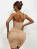 Summer Chic: Sexy V-Neck Cami Dress and Ruched Bodycon Dress, Backless Elegance