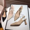 Beige Naked Black French Pointed Dress Shoes Womens High Heel Straight Line Strap Thick Heels Toe Wrap and Hollow Back Sandal Woman Fasrhce# 4F71 S Sal