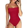 Sexy 2024 Bandeau One Piece Swimsuit Women Push Up Swimwear Female Beachwear Bathing Summer Swim Suit Monokini Beach Wear