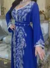 Etniska kläder Indien Turkiet Muslim Abaya klänningar Kvinnor Wedding Evening Party Dress Elegant Kaftan Robe Diamond Belt Abaya Marocko Caftan T240515