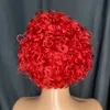 ヴォンダーヘアマレーシアペルーインディアンブラジル1Bレッド100％生バージンレミーヒューマンヘアピクシーカーリーカット13x1ショートウィッグP33