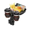 Kitchen Storage Adjustable Dual Cup Holder Expander For 360°Rotating Multifunctional Car Seat Snack Tray Drink