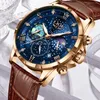 Lige Women Watches Fashion Luxury Quartz Leather Strap Moon Fas Waterproof Luminous Wristwatch Date Business Lady Clock 240515