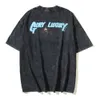 8S94 Camisetas de designer retrô para homens e mulheres Saint Michael Graffiti Pentagrama lavado com mangas curtas para camisa solta