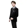 Birthday Wedding Tuxedo Dress Flower Boys Plaid Photography Suit Kids Black Jacket Vest Pant Evening Party Costume Prince