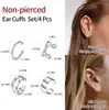 4 st 925 Sterling Silver Criss Cross Ear Cuff Inga genomborrade enkla örhängen Set Helix Brosk öronpresent till kvinnor 240516