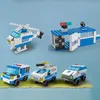 Blokkeert 6-in-1 nieuwe politie-sportvoertuig brandweermotor Micro Loader Truck Classic Model Building Block Kit Building Block Toy City WX