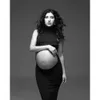 写真撮影のための黒いマタニティボディコンオープンベリー妊娠ドレス写真プロップフィットガウンベビーシャワー