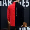 Mens Jackets Spring Autumn Men Casual Slim Denim Jacket Black White Red Color Matching Homme Letters Embroided Harajuku Style Coat D DH463