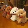 New Lovely Curly Hair Dog Plush Toys Wears Collar Head Flower Teddy Dolls Stuffed Soft Toy Kids Birthday Gifts