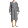 Etnische kleding moslim middellange pyjama's gewaad comfortabel losse vaste kleur dagelijks huis causaal V-hals slijtage lange mouwen