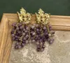 Druvformkvinna örhängen marmor lila harts pärlor tofs pendent uttalande stud tillbehör 240507