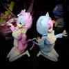 Action Toy Figures Twin Lovely Girl 13cm Kneeling Girl Anime Figure Rem Action Figures PVC Kimono Girl Doll Collection Gift Toys Y240516
