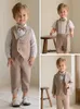 Kinderen Khaki Luxe verjaardagsjurk Kids Beaufitul Fotopak Pak jongens formeel trouwfeest Performance Dance Tuxedo Wear