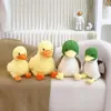 Nowa symulacja Mała żółta kaczka Kawaii Wild Green Plush Toys Cartoon Pchaszone zwierzęta lalki miękkie wystrój pokoju poduszki