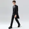 Bambini formale 007 smoking nero abito da sposa abbigliamento floreale boys da sera serata di fotografia di compleanno costume da regalo di compleanno