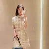 Basic & Casual Dresses Designer Summer Dress High Quality British Plaid Skirt Women's High end Plaid Shirt Collar Short Sleeve Dress ED0V