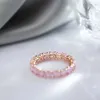 Wedding Rings Kinel New Emerald Round Cut Zircon Ring for Women Luxury 585 Rose Gold Promise Band Jewelry Valentines Day Gifts Q240514