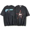 Retro Designer t shirts for Men and Women Saint Michael Graffiti Pentagram Washed Distressed Short Sleeved for Loose Bottomed Shirt