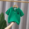 Summer Boys T -shirt Polo shirts met korte mouwen voor kinderen Solid Color Tee Baby Top Boy Deskleding Korea L2405